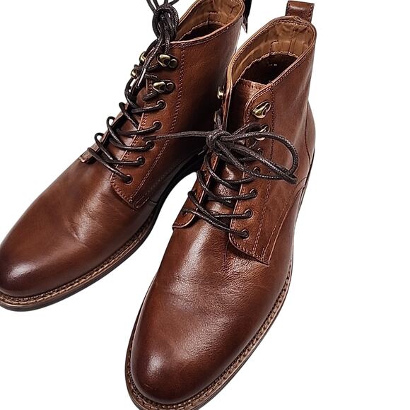 Steve Madden Mens Noby Brown Combat & Lace-Up Leather Boots Size 11